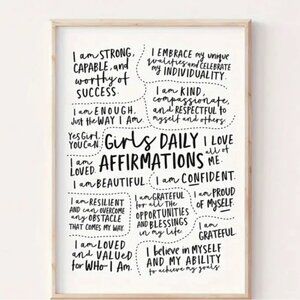 Girls Affirmation Positivity Quotes Gift No Framed 💗💗💗 New 16x24